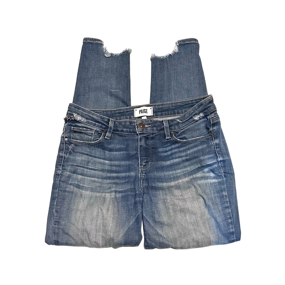 Paige Denim Verdugo Ankle Distressed Light Wash Denim Jeans Slim Leg Women's 29